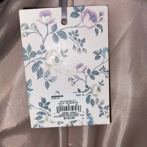 LC Lauren Conrad Runway Faux Suede Moto Jacket, NWT, Beige Taupe, Size 16 - Picture 3 of 10